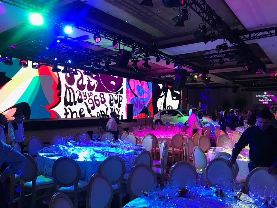 Summer of Love digital content surrounding the Make-A-Wish Ball ballroom