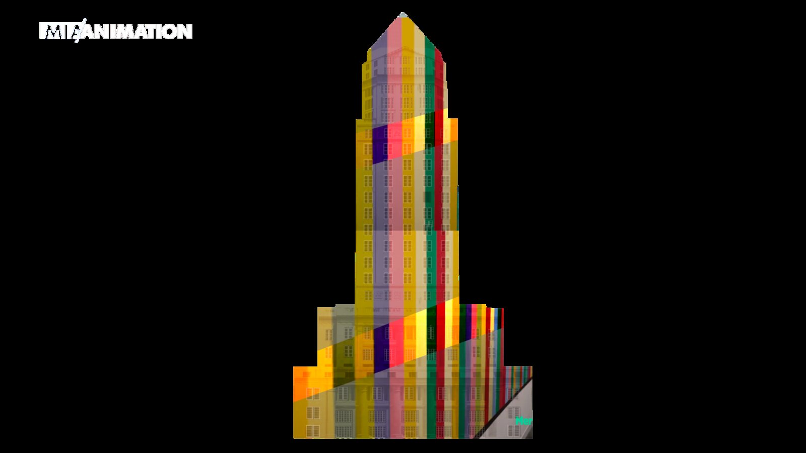 Vertical multicolor stripe sequence for the courthouse projection