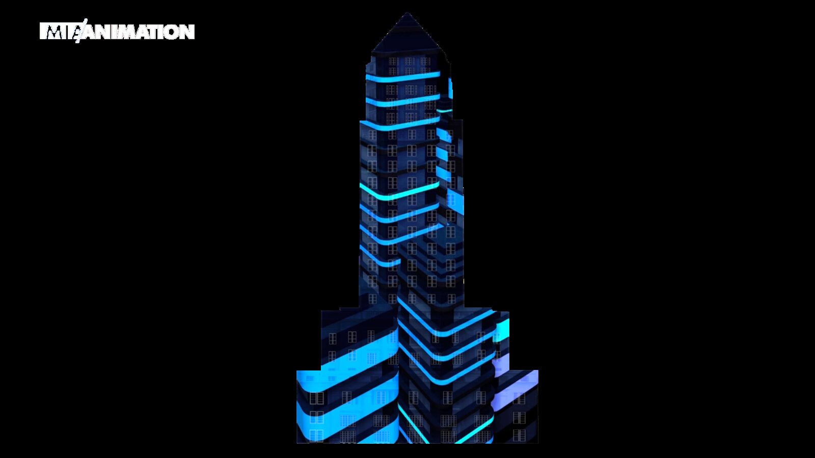 Blue architectural line animation for Miami 125